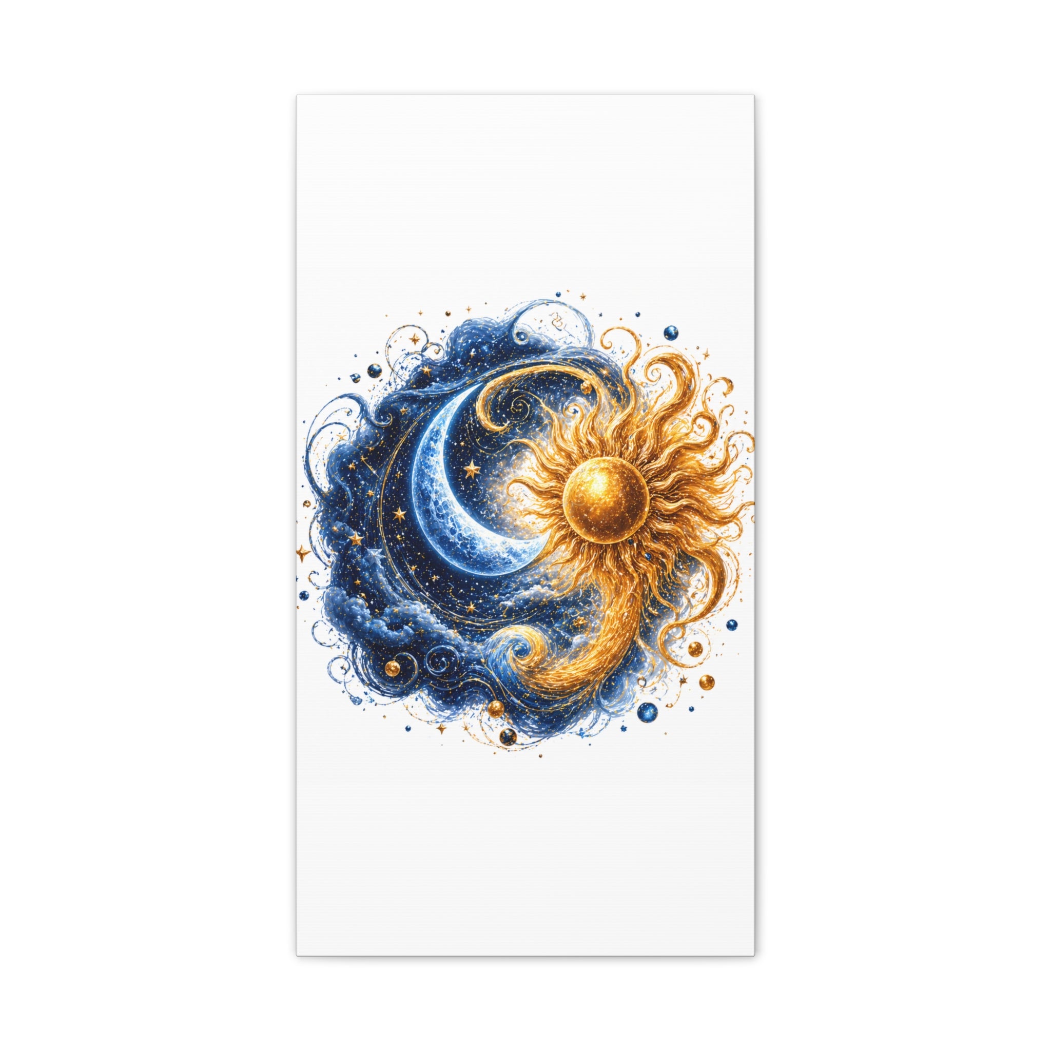 Sun and Moon Wall Art Canvas - Cosmic Celestial Painting
