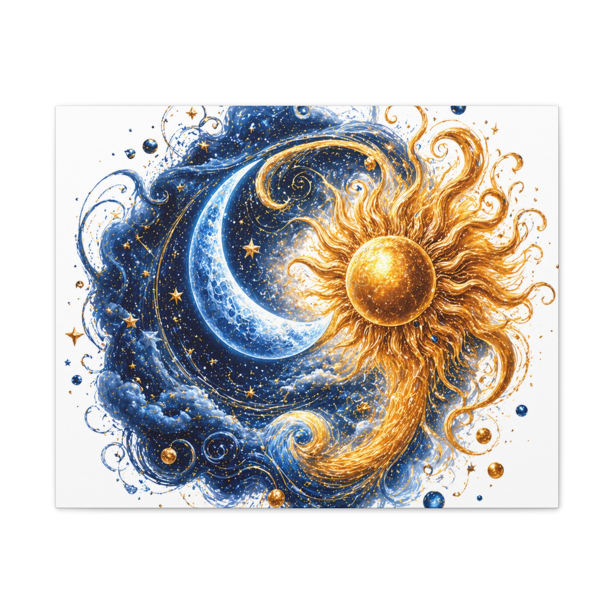 Sun and Moon Wall Art Canvas - Cosmic Celestial Painting