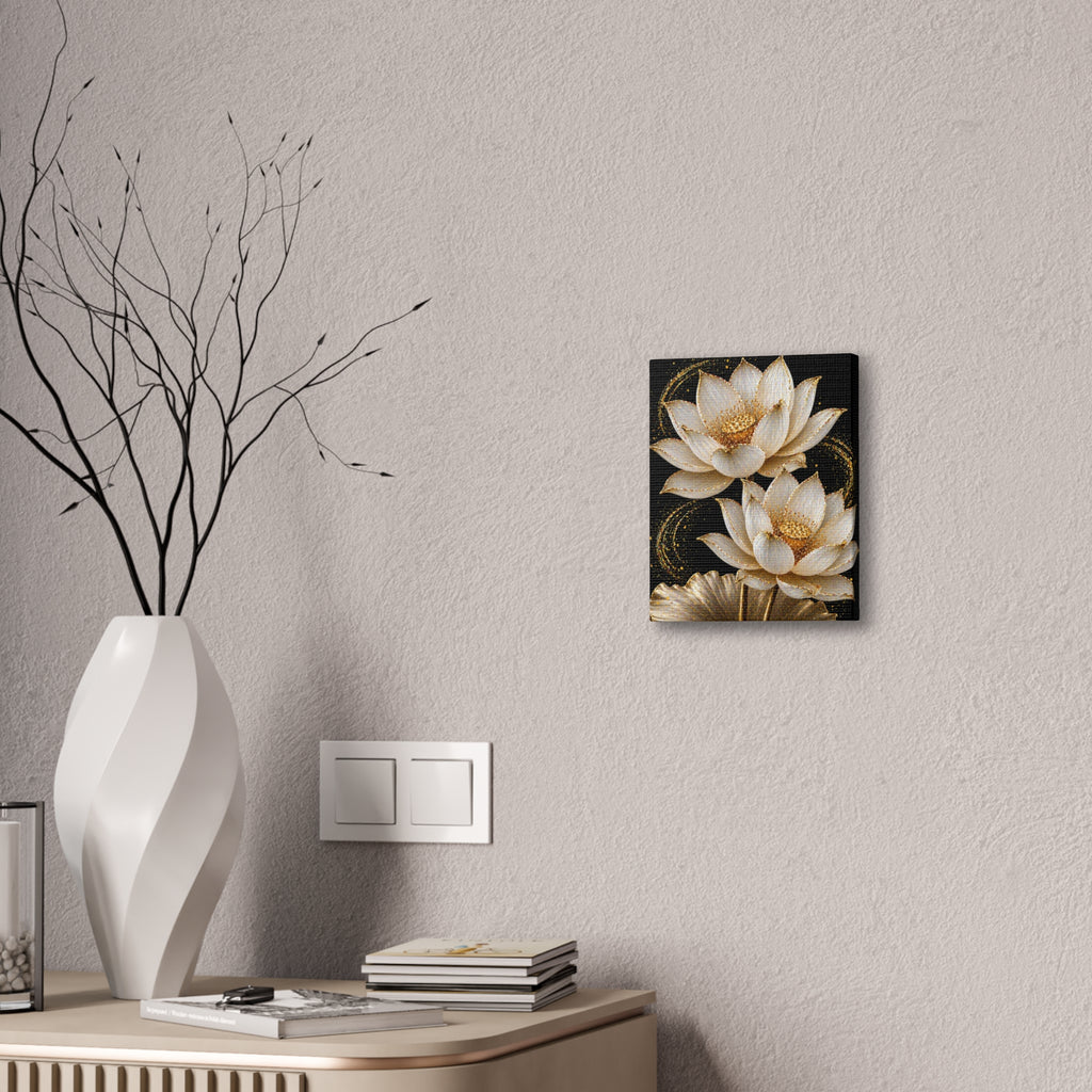 Golden Lotus Canvas Print — Elegant Floral Wall Art