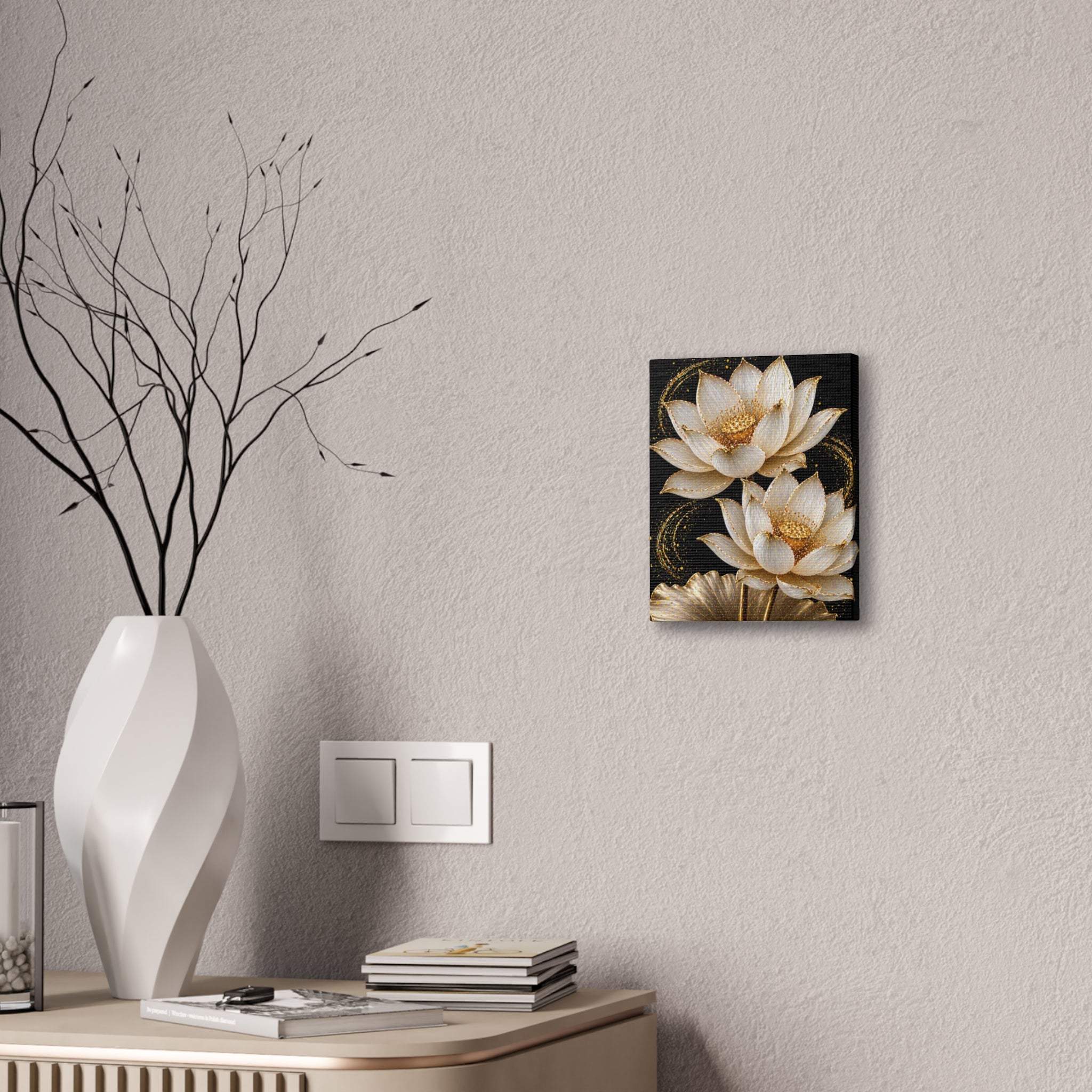 Golden Lotus Canvas Print — Elegant Floral Wall Art
