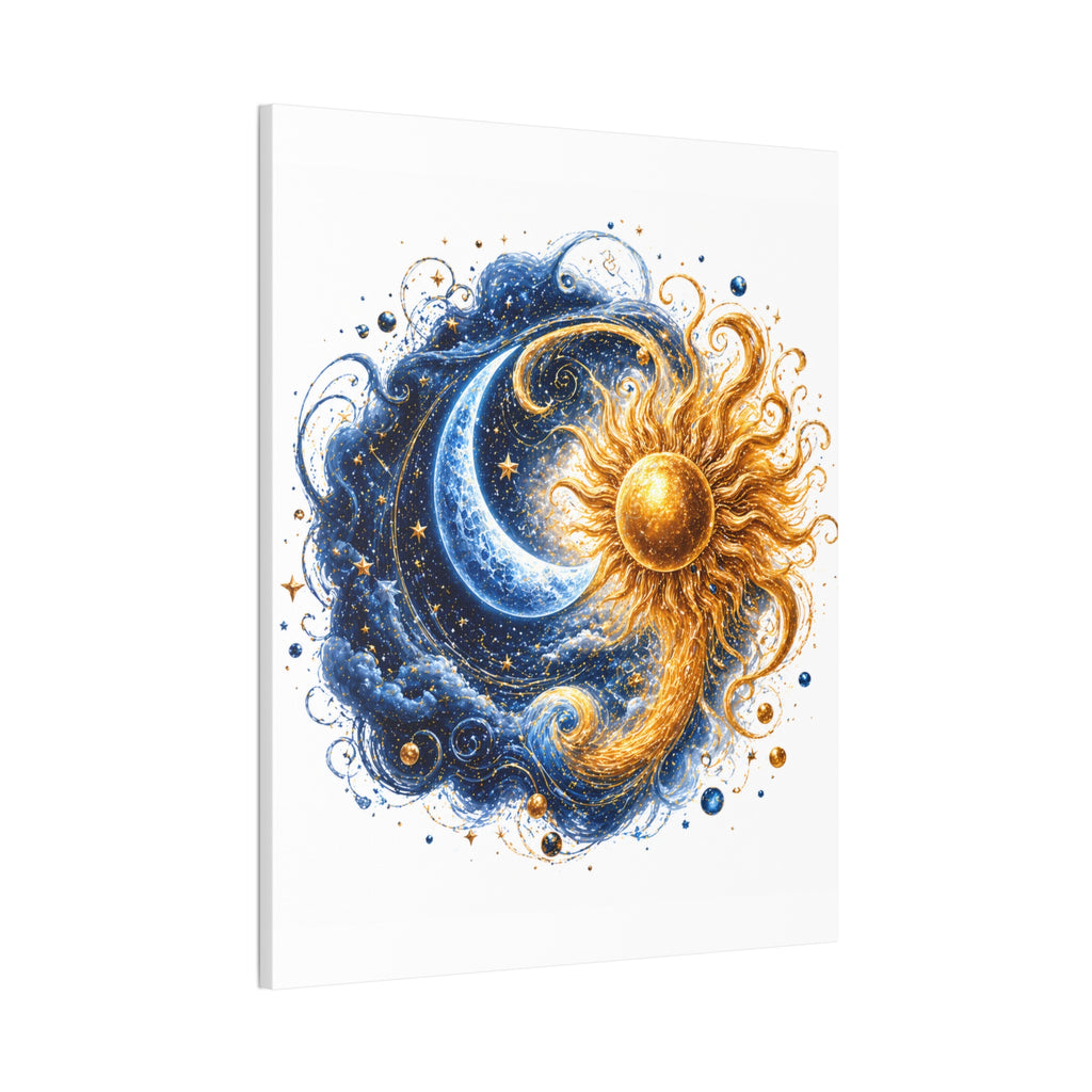 Sun and Moon Wall Art Canvas - Cosmic Celestial Painting