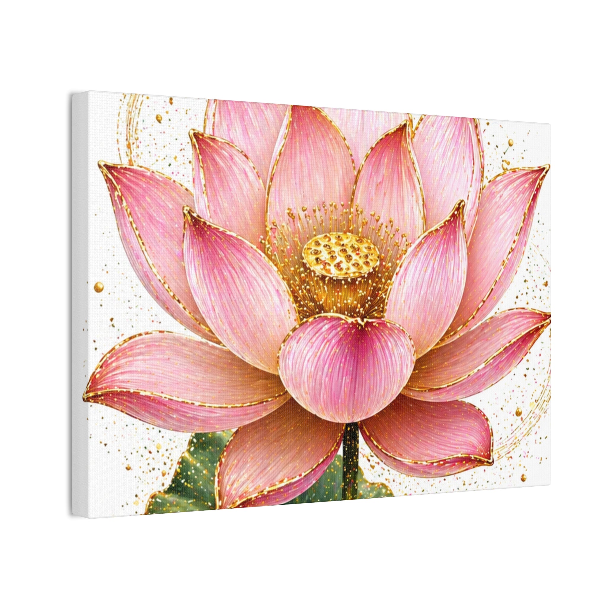 Pink Lotus Canvas Wall Art — Stretched Floral Canvas Print