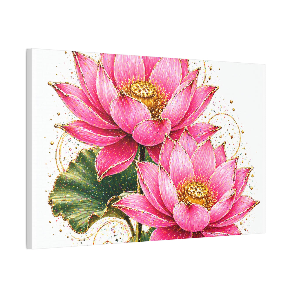 Pink Lotus Canvas Wall Art — Stretched Floral Canvas Print