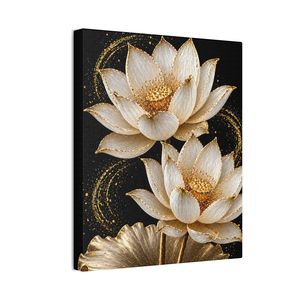Golden Lotus Canvas Print — Elegant Floral Wall Art