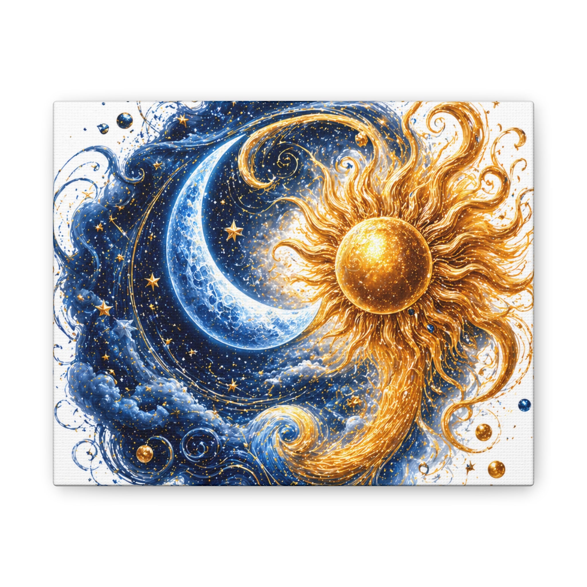 Sun and Moon Wall Art Canvas - Cosmic Celestial Painting