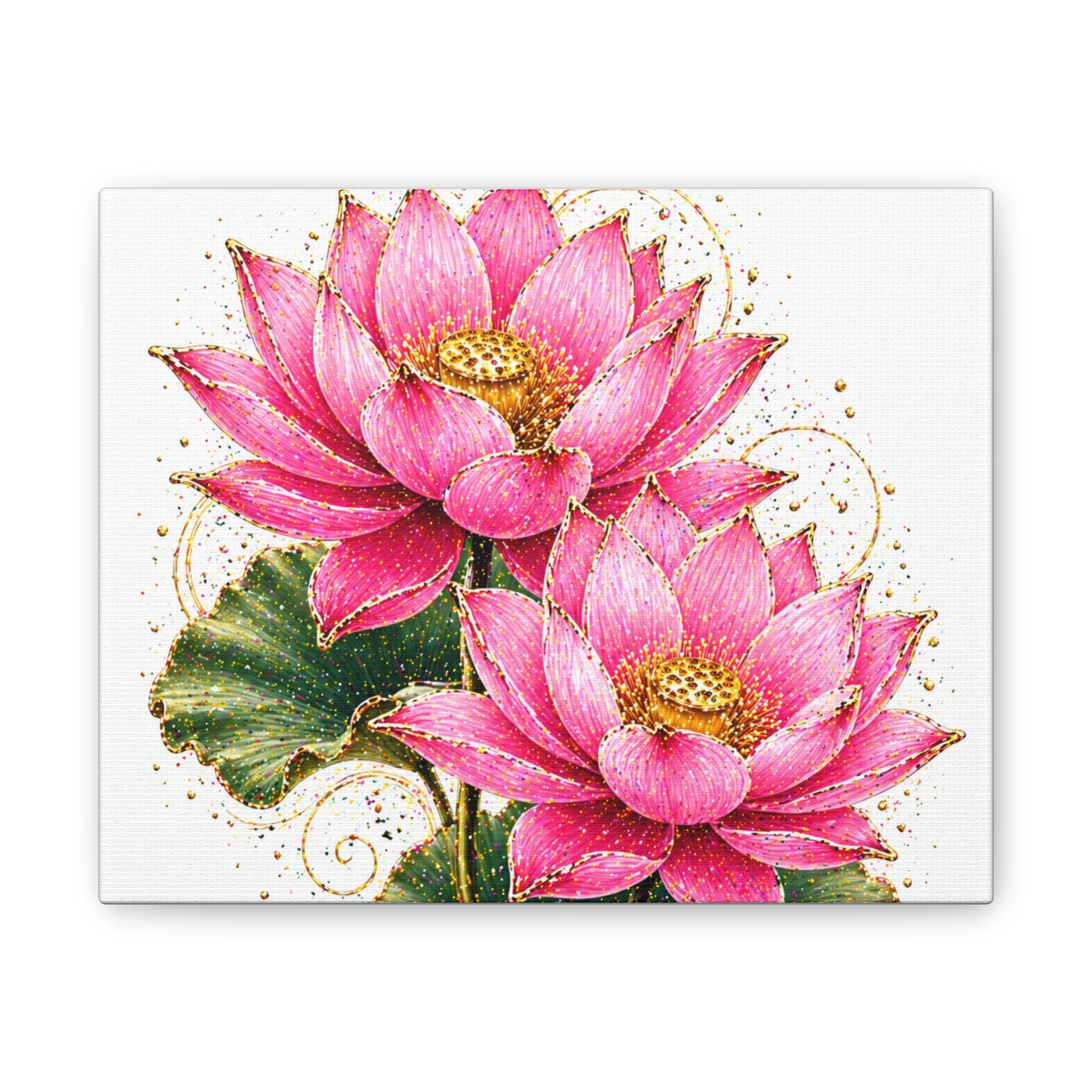 Pink Lotus Canvas Wall Art — Stretched Floral Canvas Print