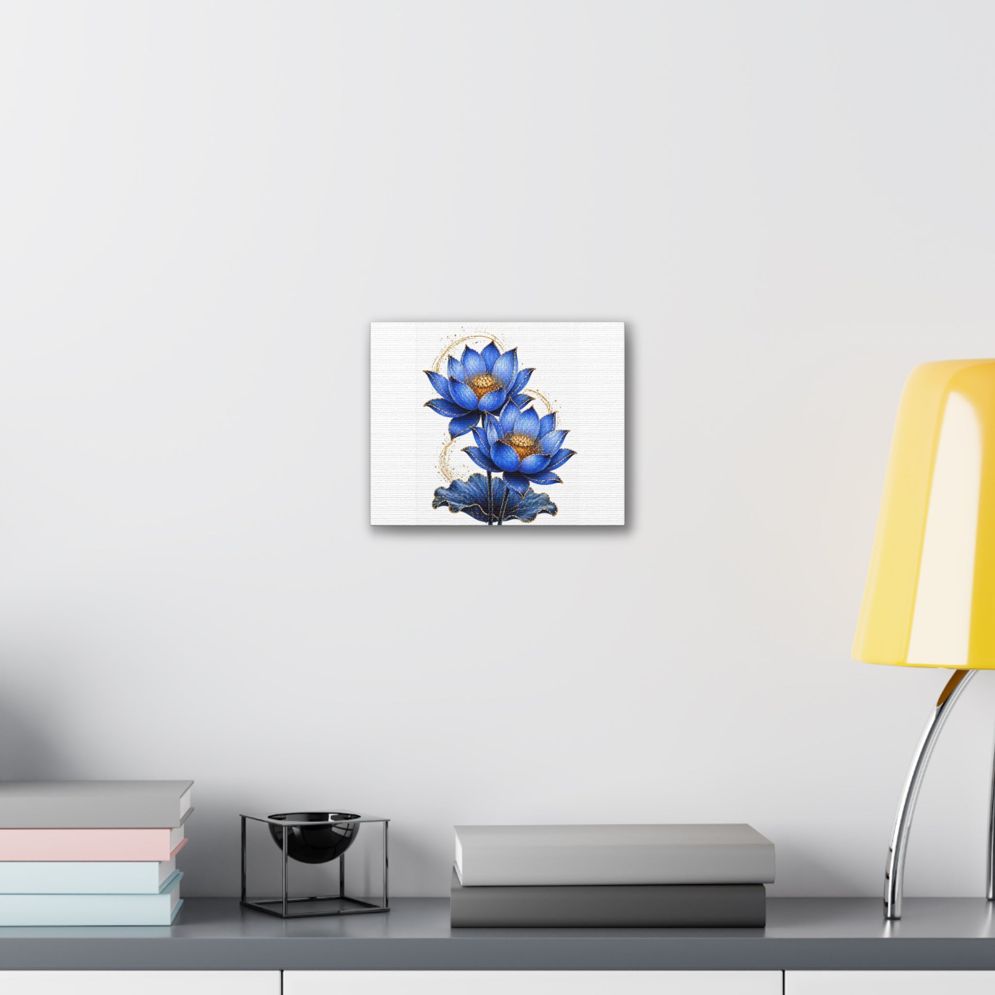 Blue Lotus Canvas Wall Art — Stretched 0.75" Botanical Print