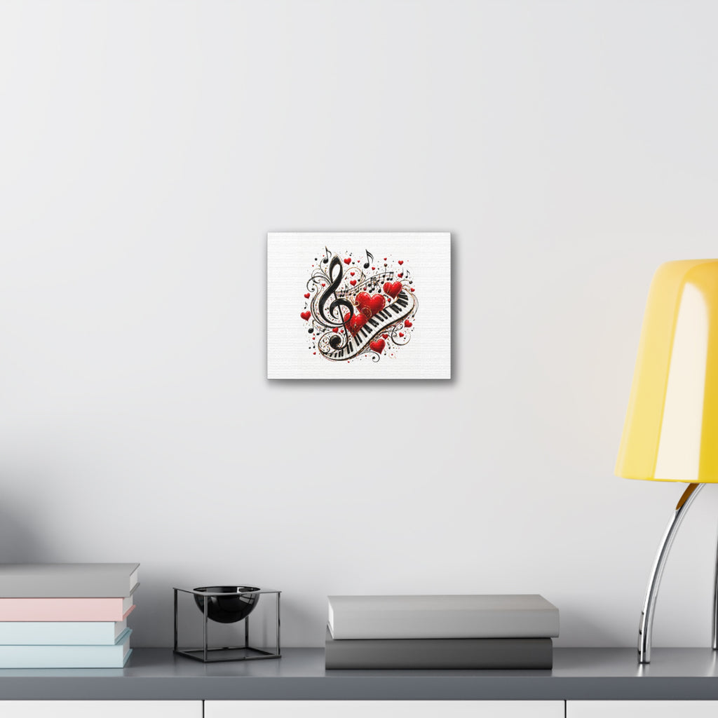Canvas Print - Musical Hearts Treble Clef & Piano Wall Art (Valentine Music Gift)