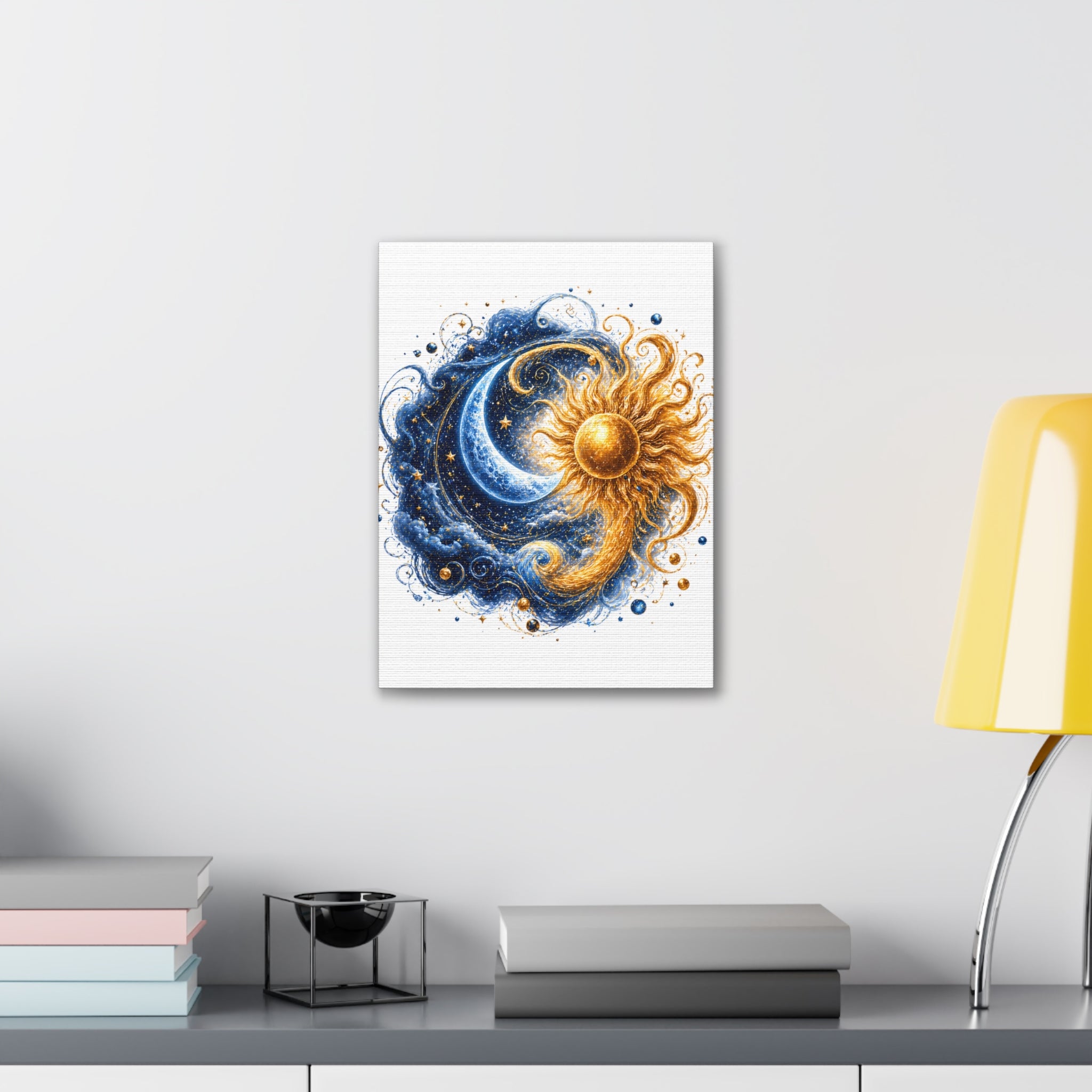 Sun and Moon Wall Art Canvas - Cosmic Celestial Painting