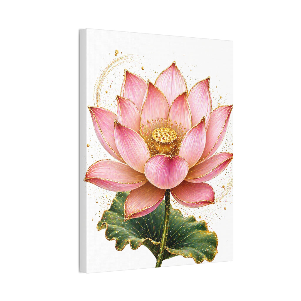Pink Lotus Canvas Wall Art — Stretched Floral Canvas Print