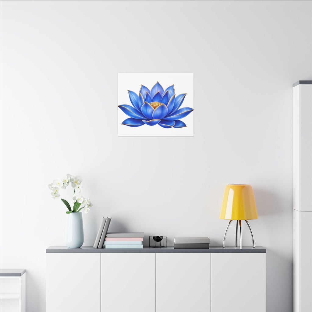 Blue Lotus Canvas Wall Art — Stretched Matte Floral Print