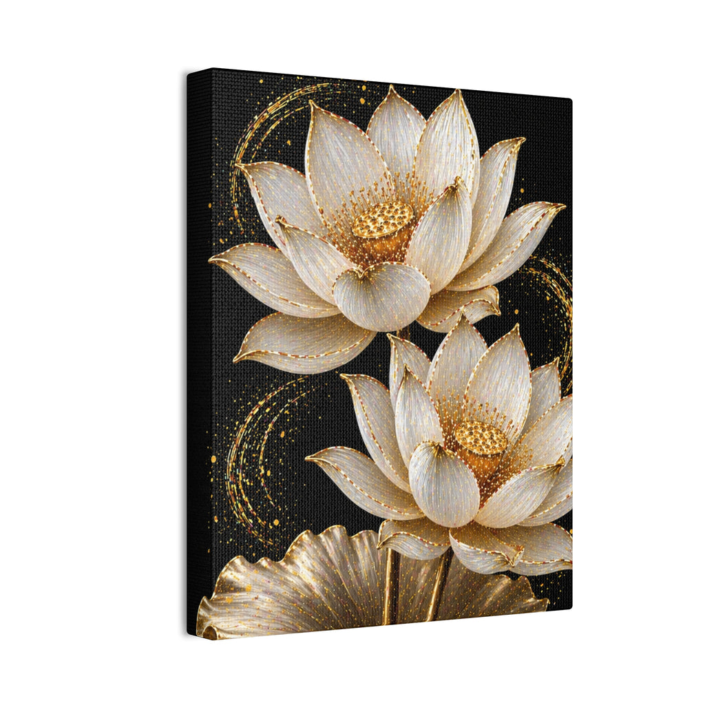 Golden Lotus Canvas Print — Elegant Floral Wall Art