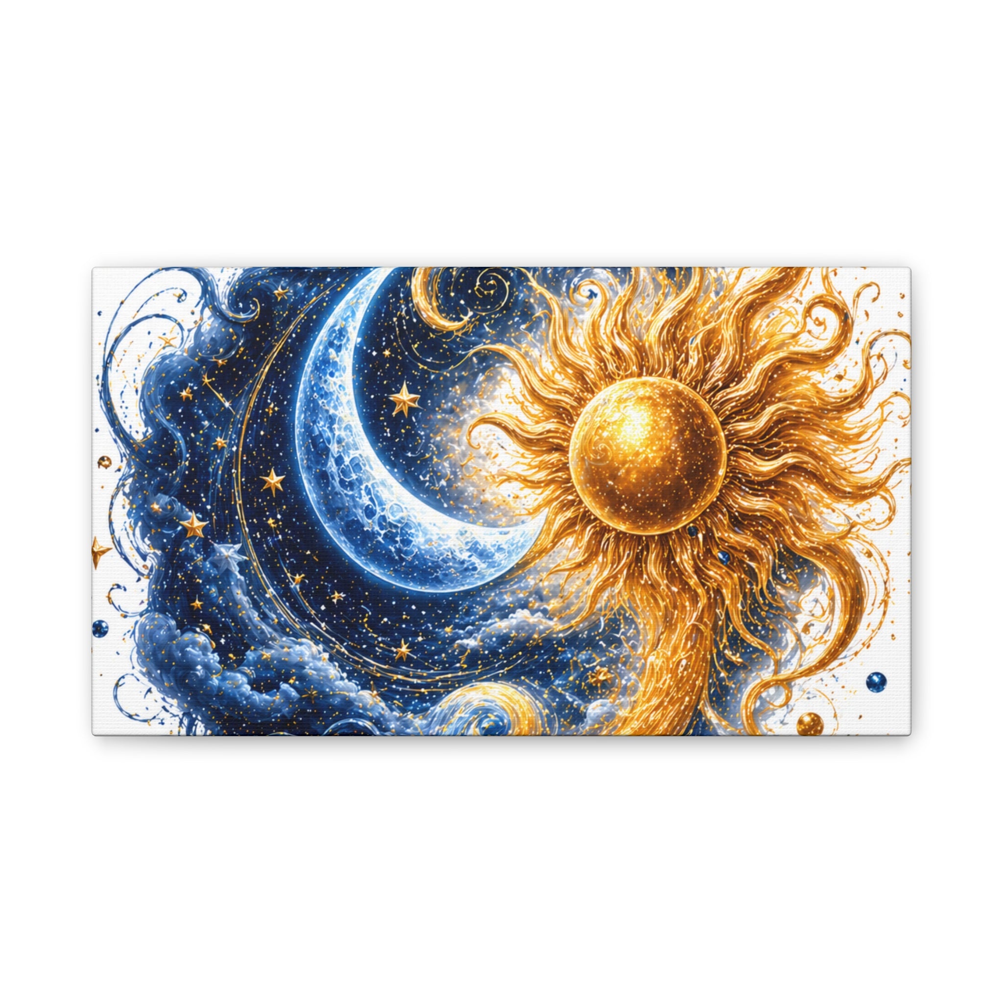 Sun and Moon Wall Art Canvas - Cosmic Celestial Painting