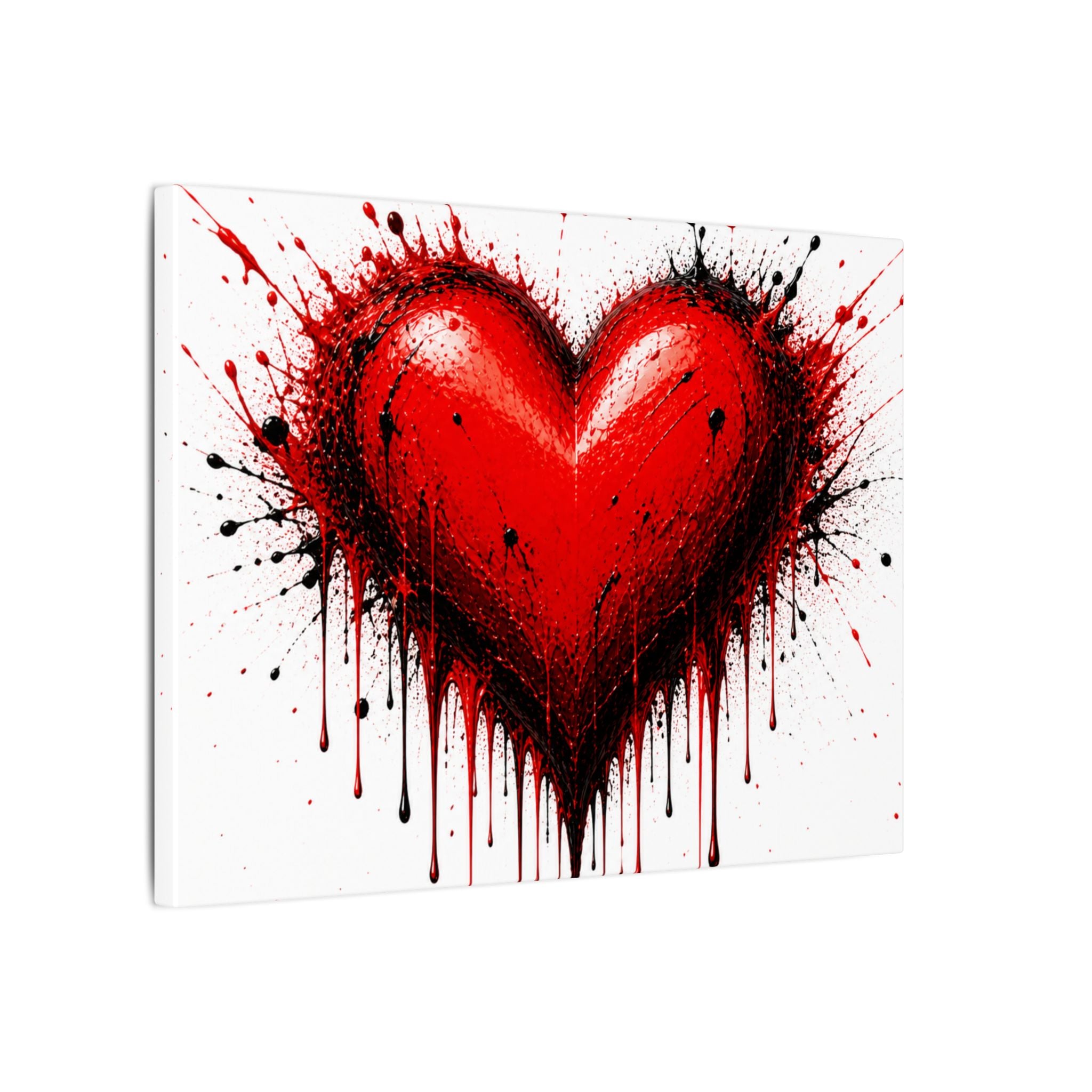 Dripping Red Heart Matte Canvas Wall Art — Bold Graffiti Love Print