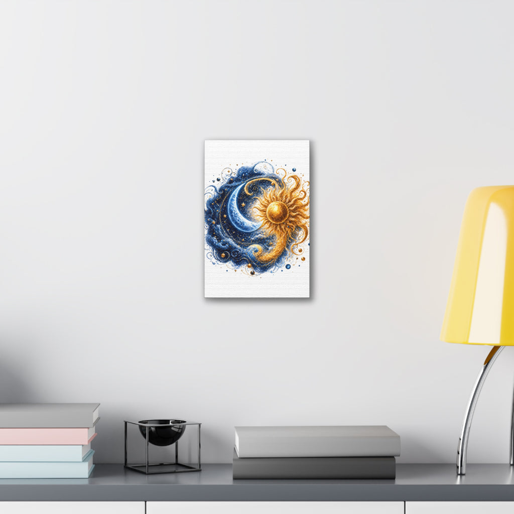 Sun and Moon Wall Art Canvas - Cosmic Celestial Painting