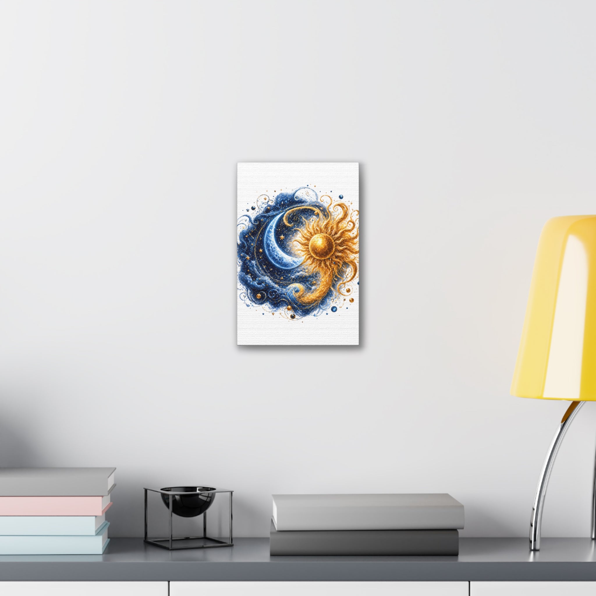 Sun and Moon Wall Art Canvas - Cosmic Celestial Painting