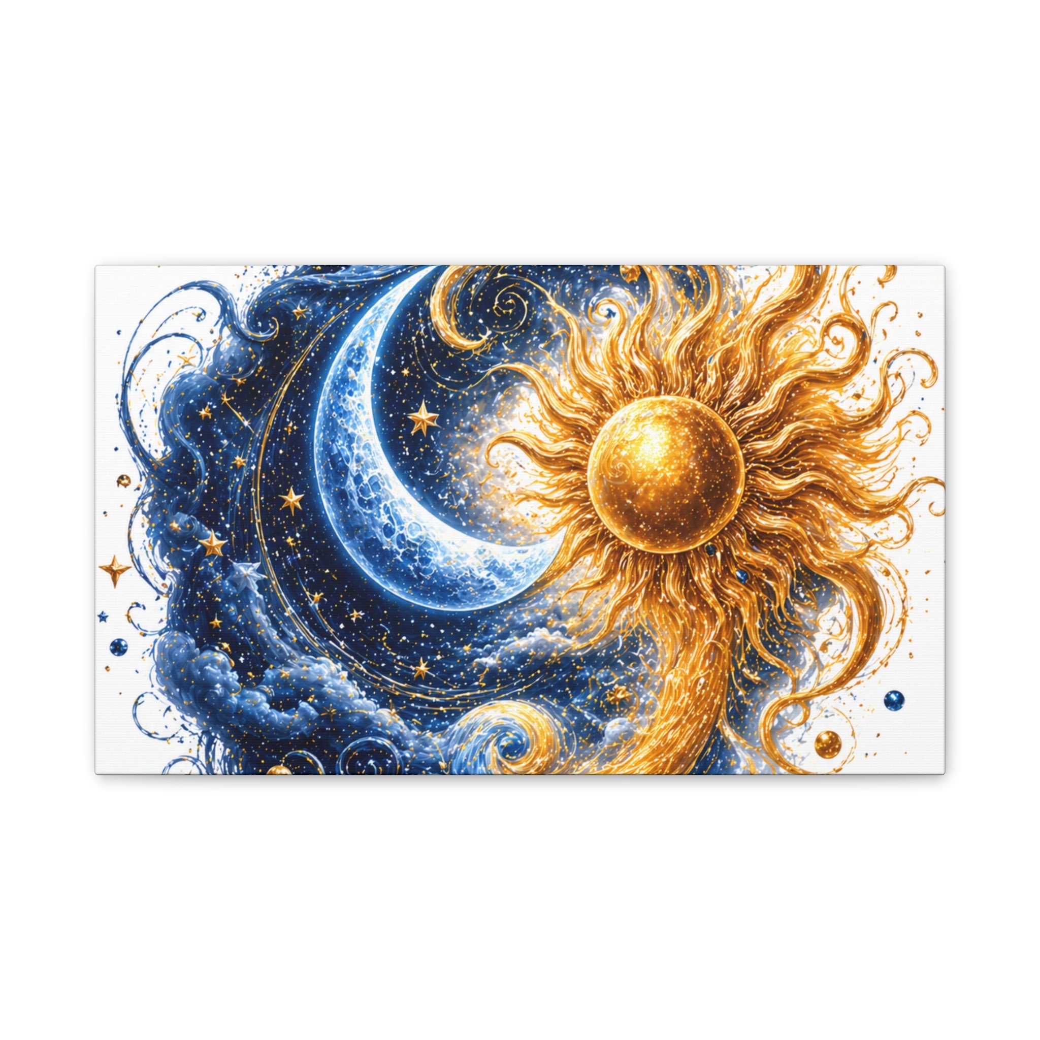 Sun and Moon Wall Art Canvas - Cosmic Celestial Painting