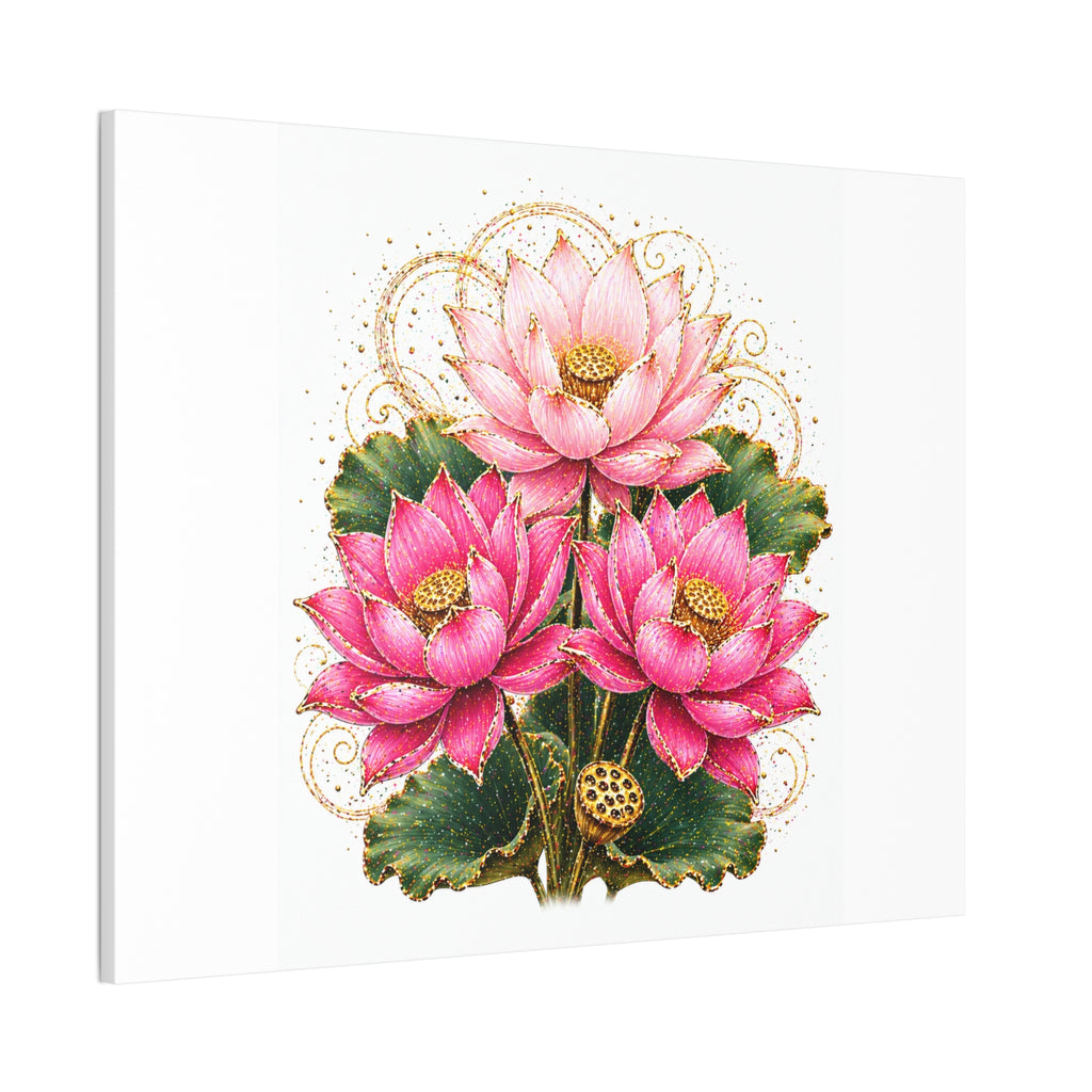 Lotus Floral Canvas Wall Art — Pink Lotus Stretched Canvas Print