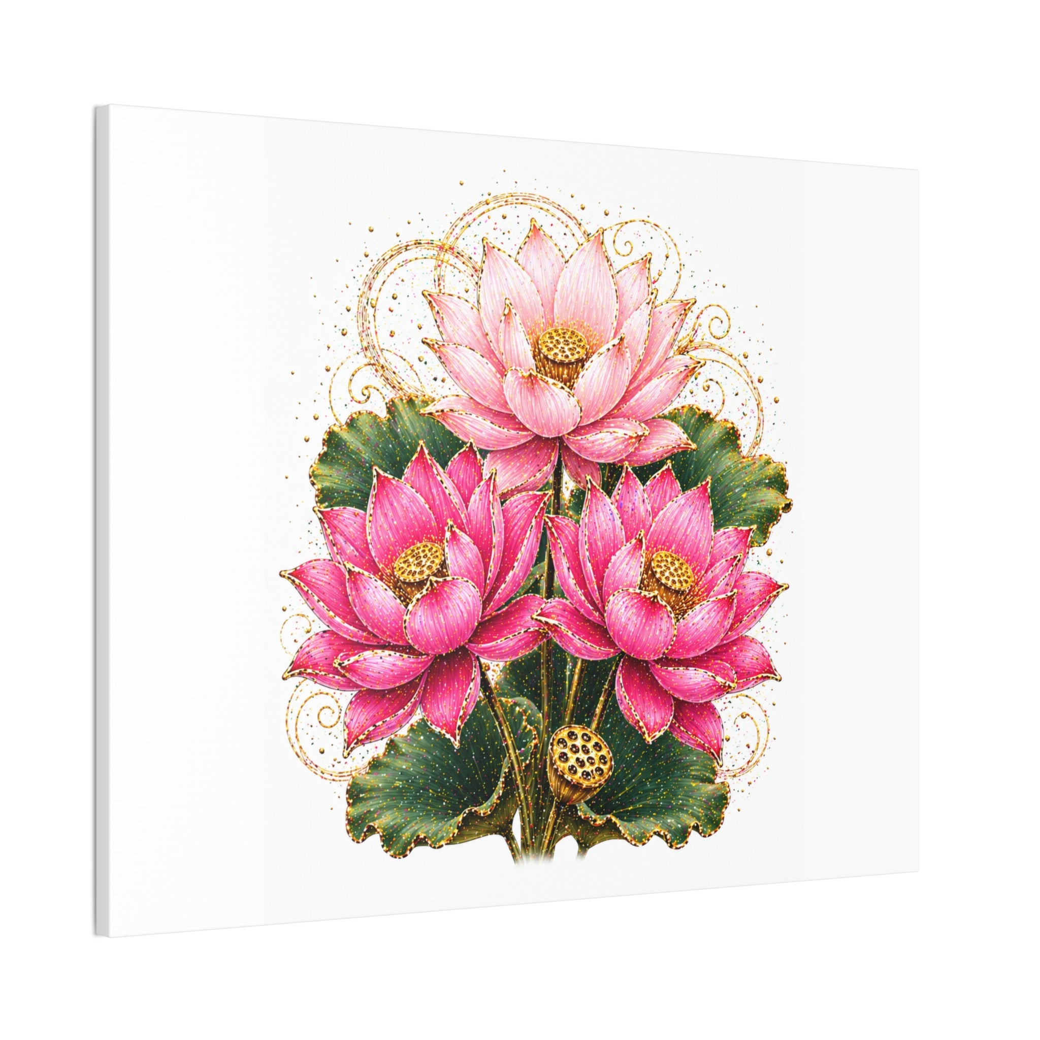 Lotus Floral Canvas Wall Art — Pink Lotus Stretched Canvas Print