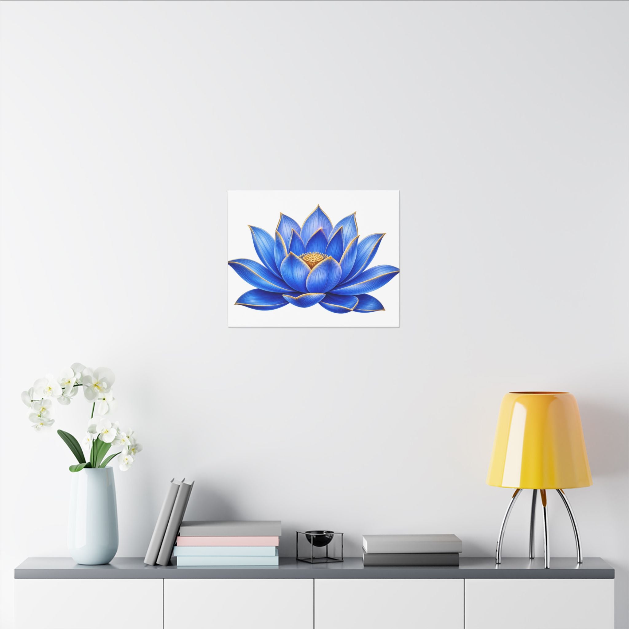 Blue Lotus Canvas Wall Art — Stretched Matte Floral Print
