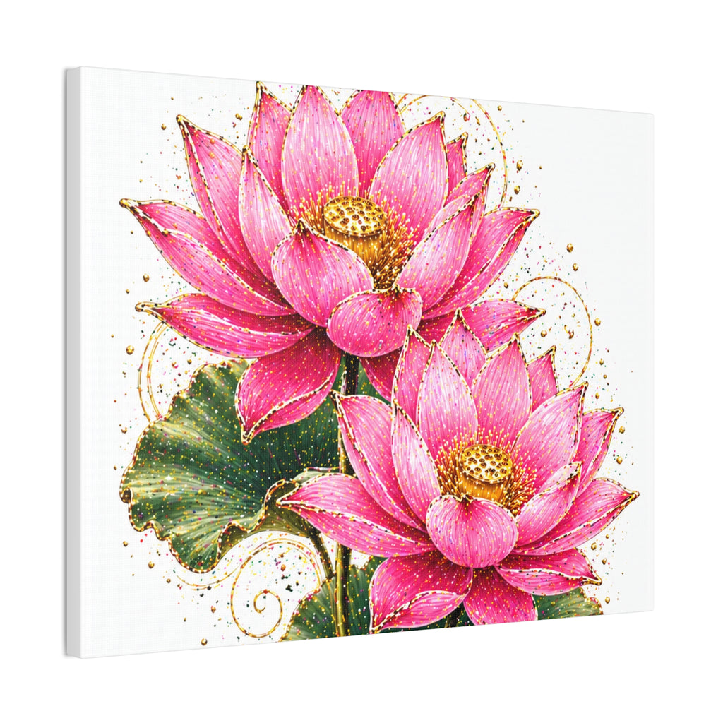 Pink Lotus Canvas Wall Art — Stretched Floral Canvas Print