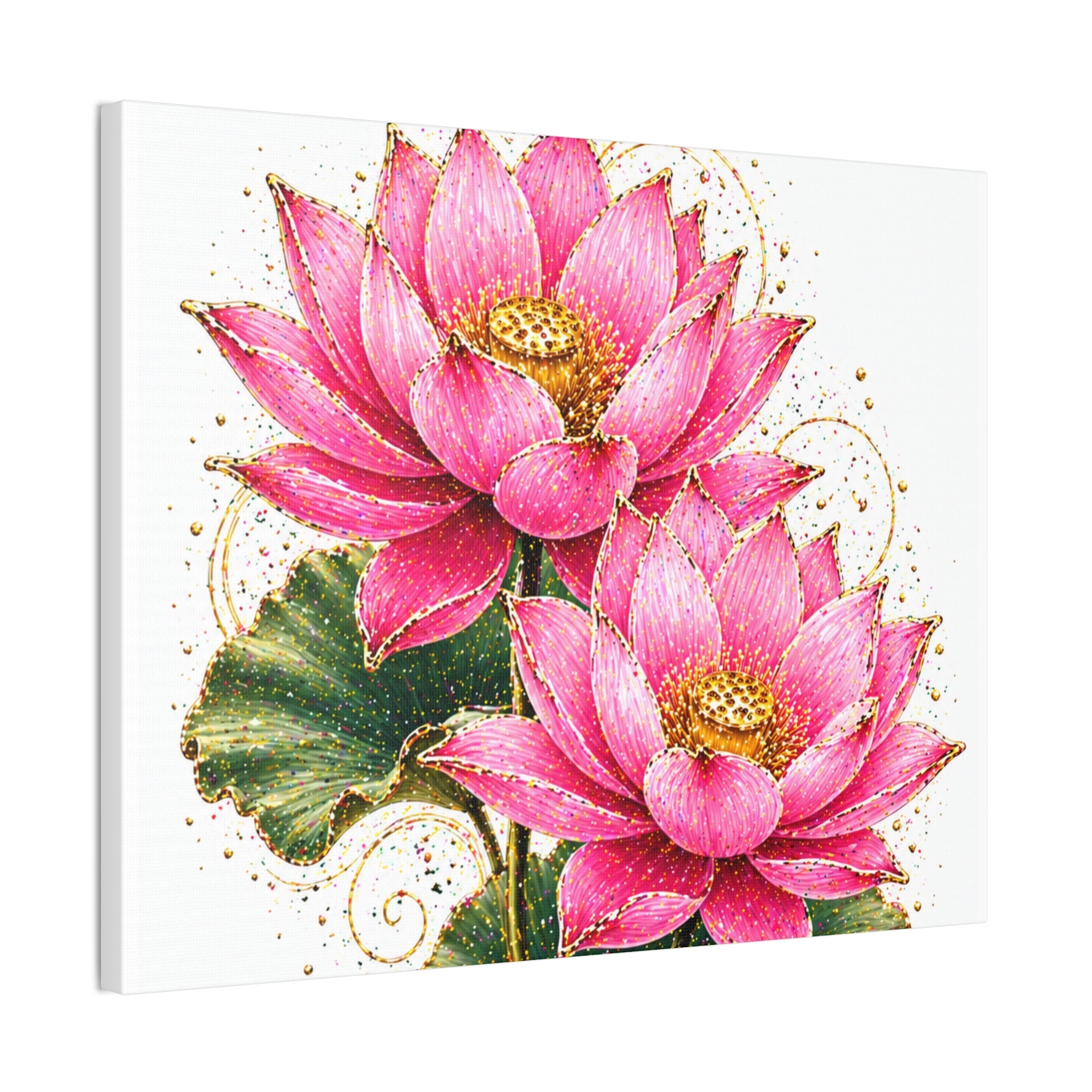 Pink Lotus Canvas Wall Art — Stretched Floral Canvas Print