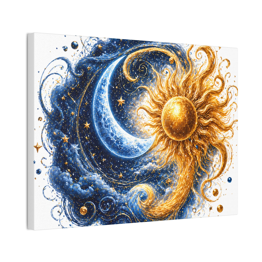 Sun and Moon Wall Art Canvas - Cosmic Celestial Painting