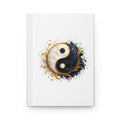 Yin Yang Marble Hardcover Journal — Elegant Gold & Navy Spiritual Notebook