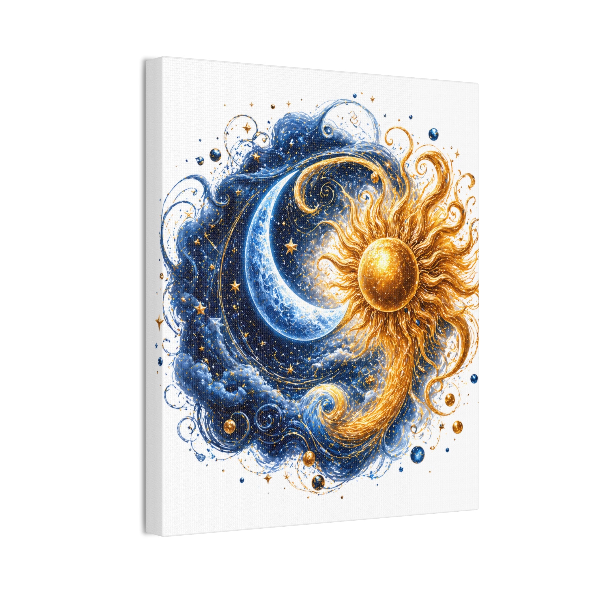 Sun and Moon Wall Art Canvas - Cosmic Celestial Painting