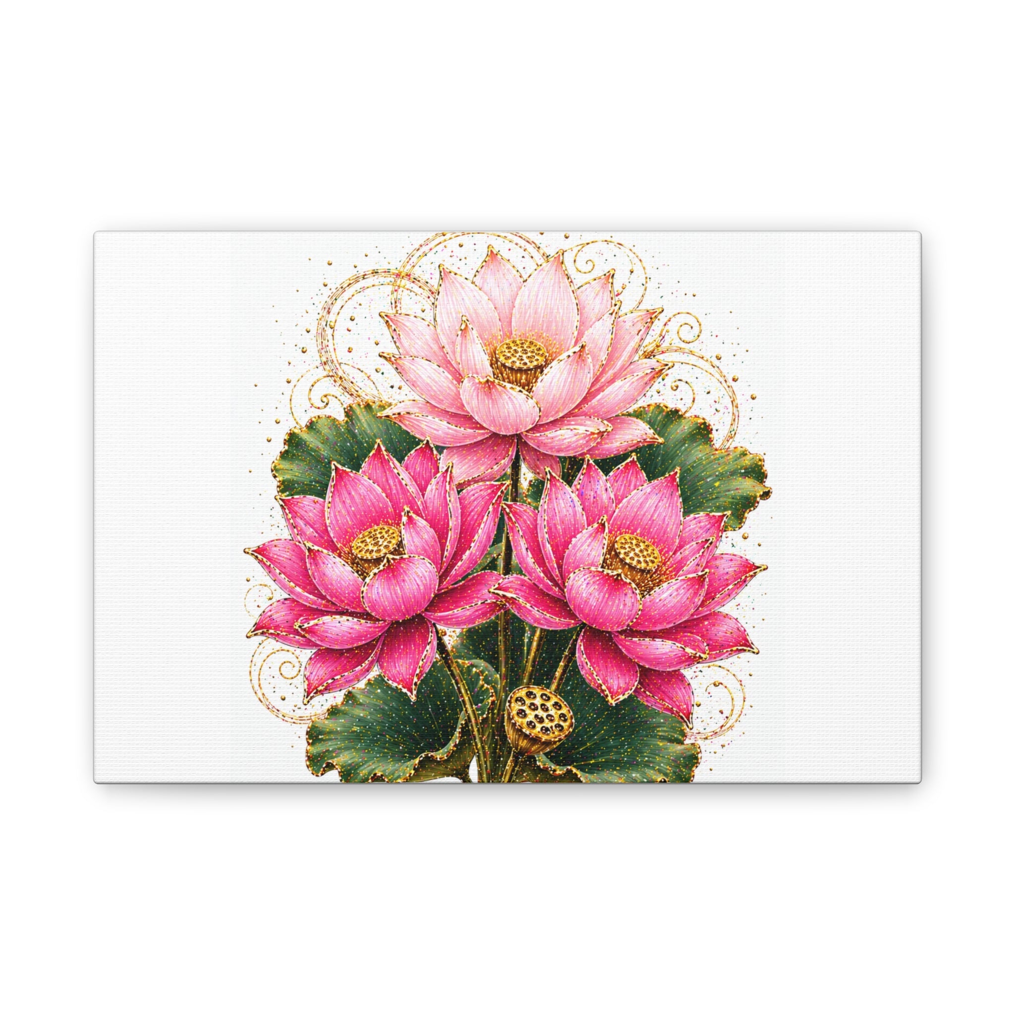 Lotus Floral Canvas Wall Art — Pink Lotus Stretched Canvas Print