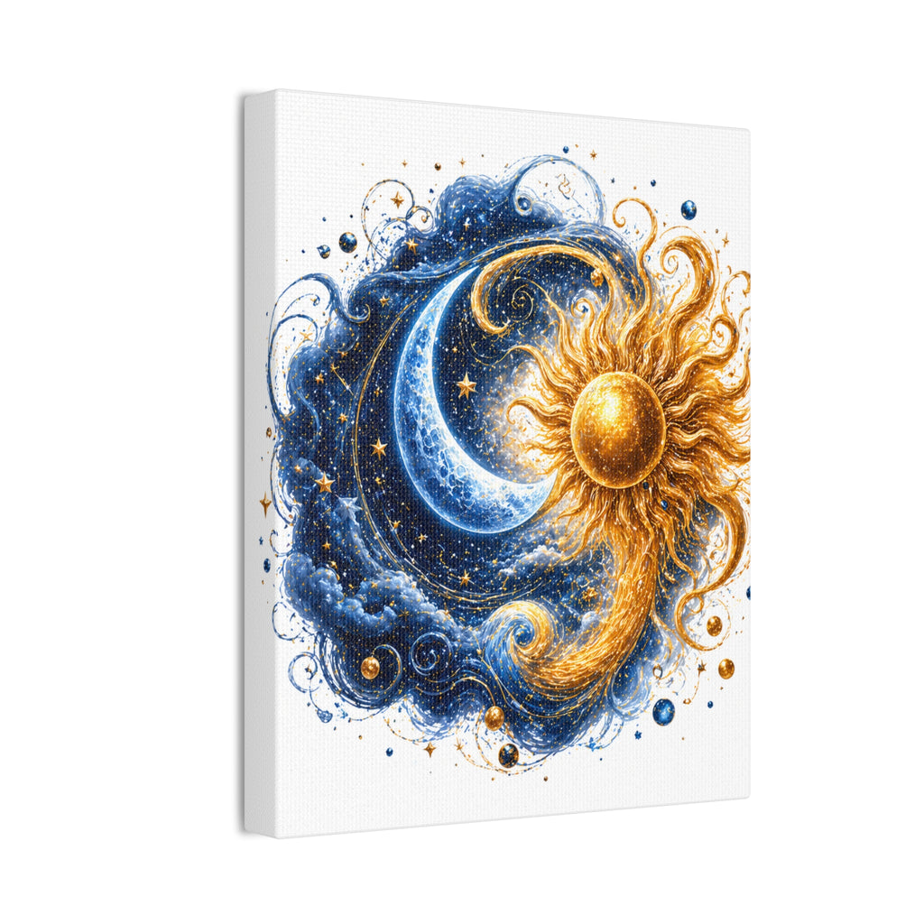 Sun and Moon Wall Art Canvas - Cosmic Celestial Painting