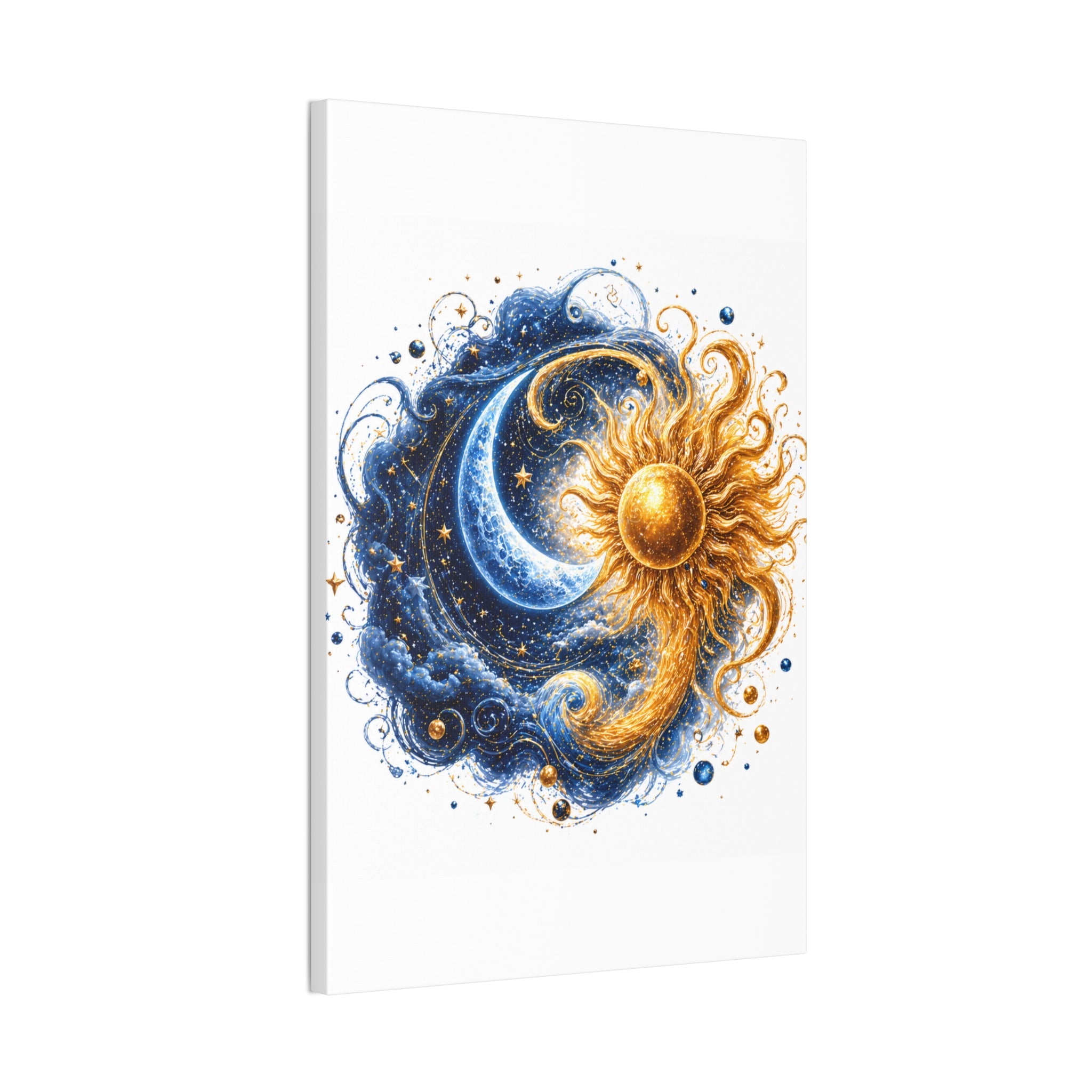 Sun and Moon Wall Art Canvas - Cosmic Celestial Painting