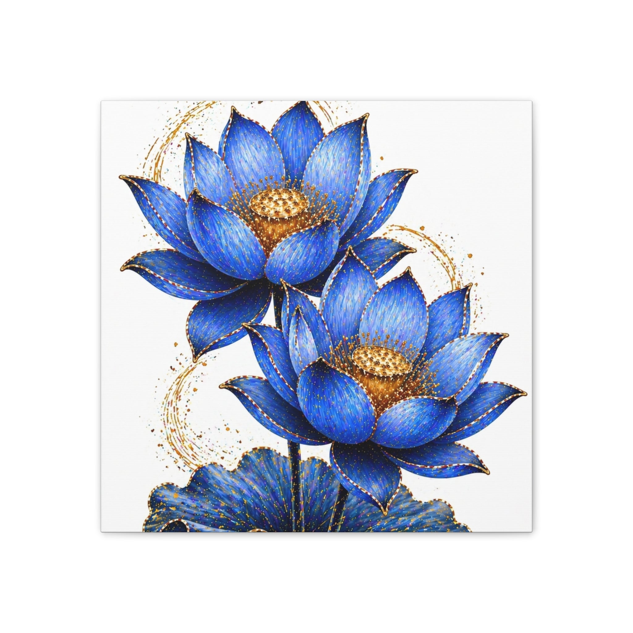 Blue Lotus Canvas Wall Art — Stretched 0.75" Botanical Print