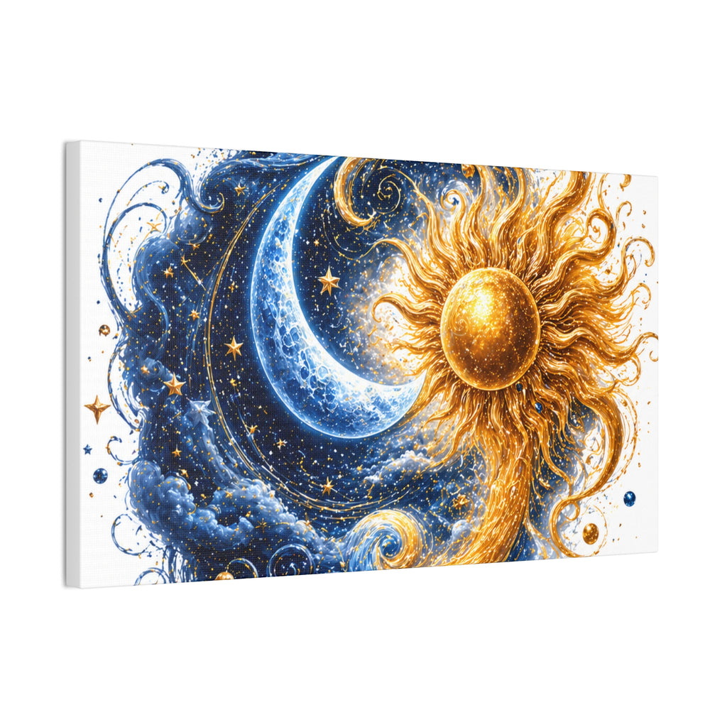 Sun and Moon Wall Art Canvas - Cosmic Celestial Painting