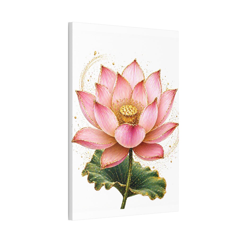 Pink Lotus Canvas Wall Art — Stretched Floral Canvas Print