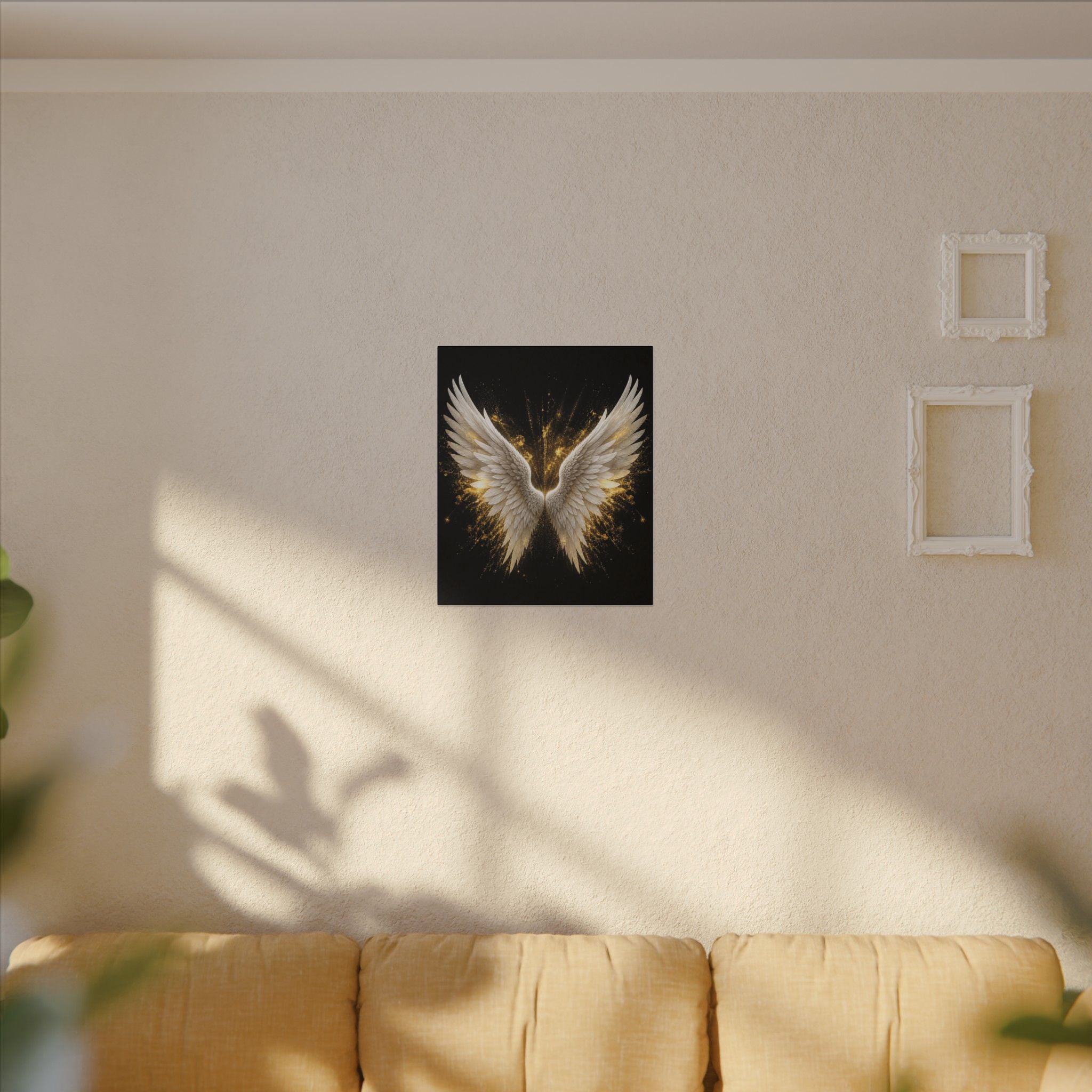 Angel Wings Canvas Print – Golden Feather Wall Art