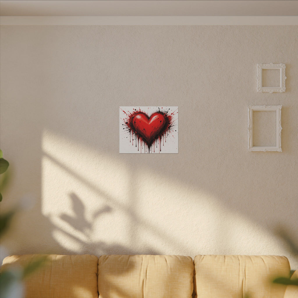 Dripping Red Heart Matte Canvas Wall Art — Bold Graffiti Love Print