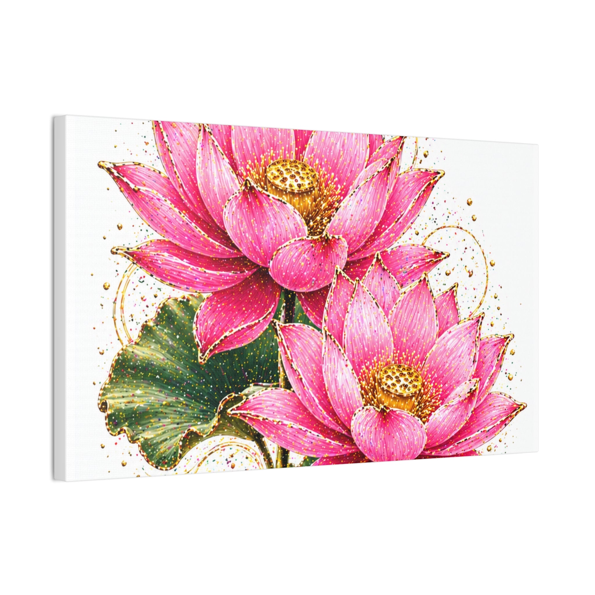 Pink Lotus Canvas Wall Art — Stretched Floral Canvas Print