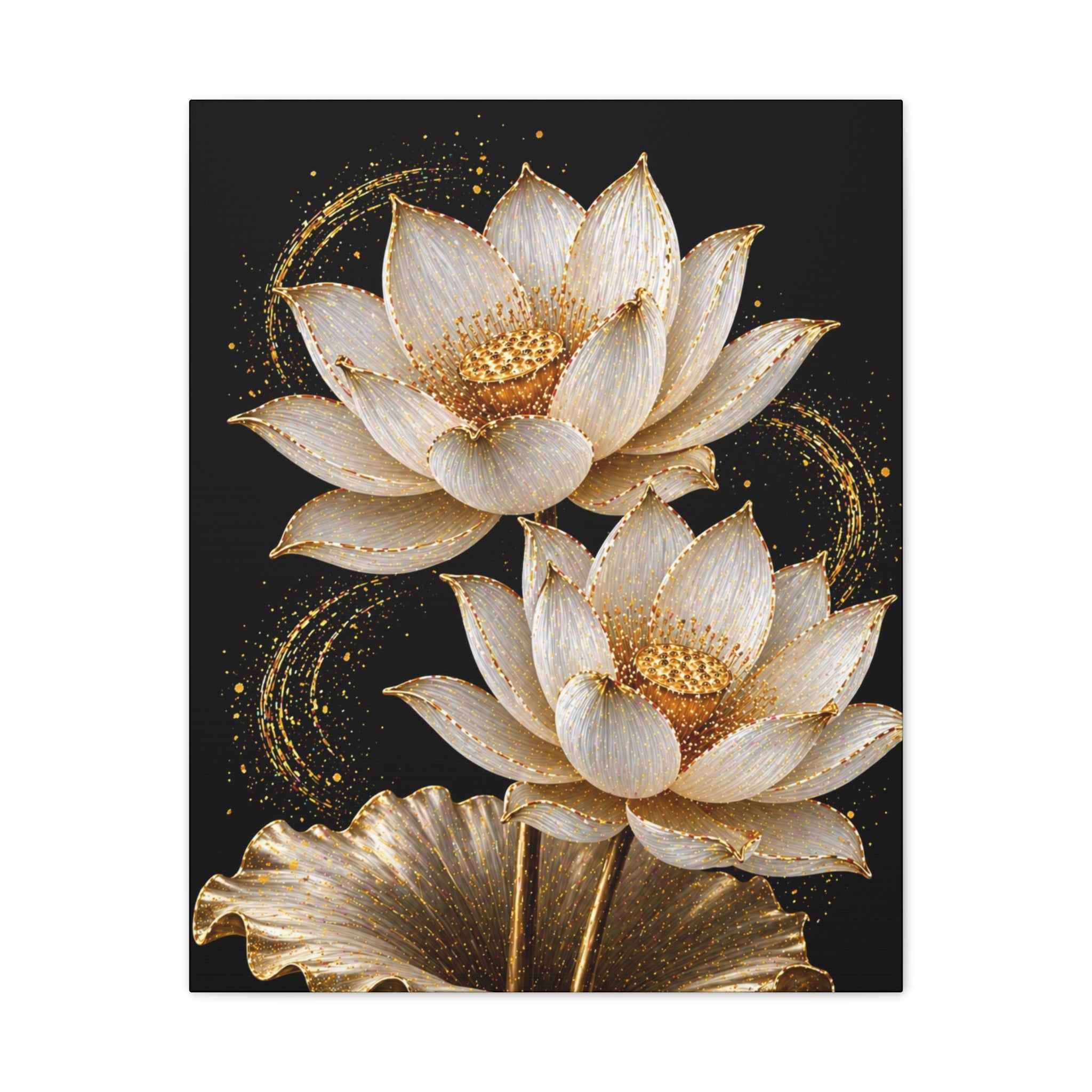 Golden Lotus Canvas Print — Elegant Floral Wall Art