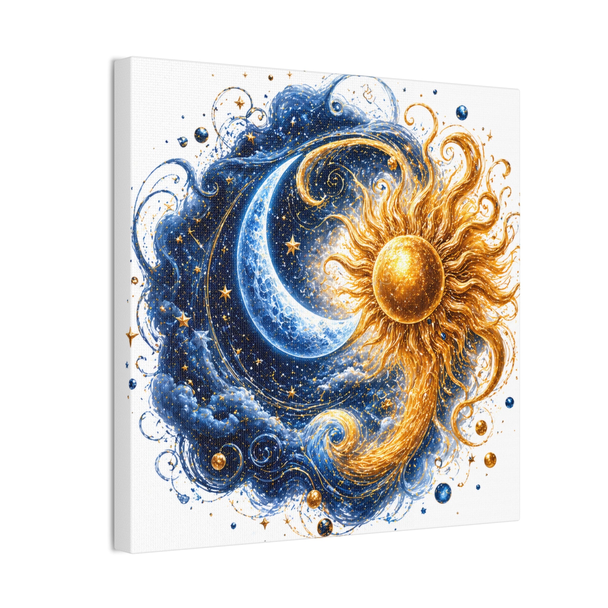 Sun and Moon Wall Art Canvas - Cosmic Celestial Painting
