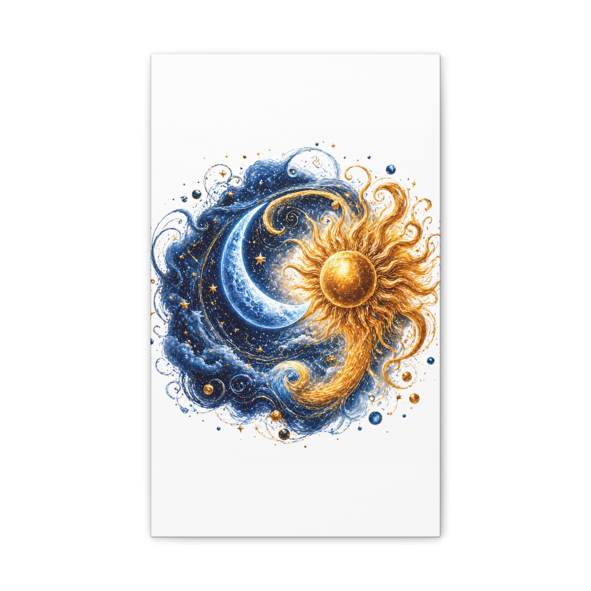 Sun and Moon Wall Art Canvas - Cosmic Celestial Painting