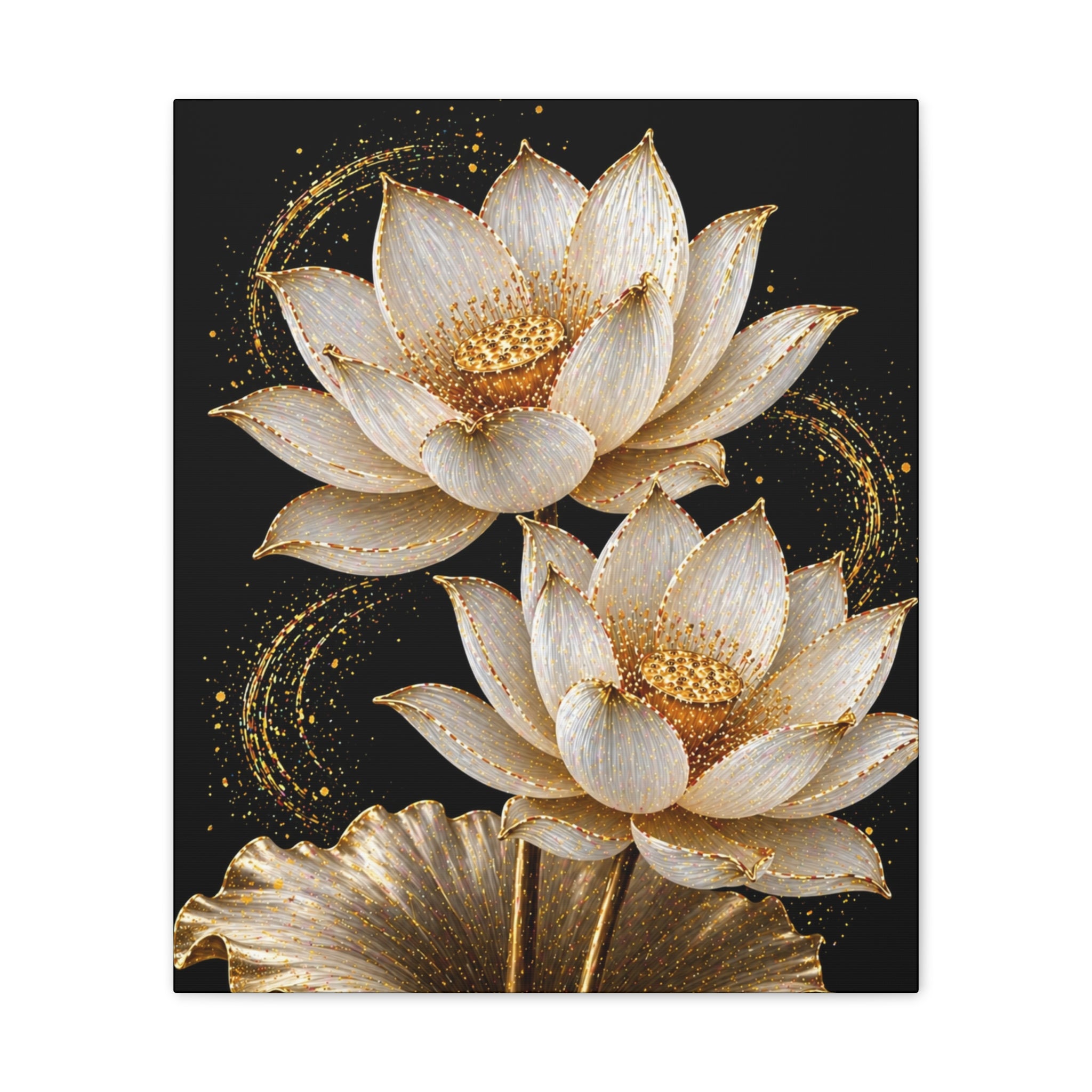 Golden Lotus Canvas Print — Elegant Floral Wall Art