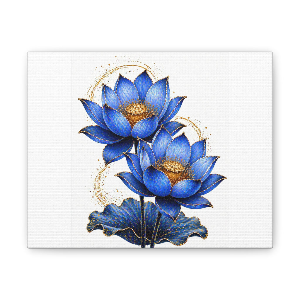 Blue Lotus Canvas Wall Art — Stretched 0.75" Botanical Print