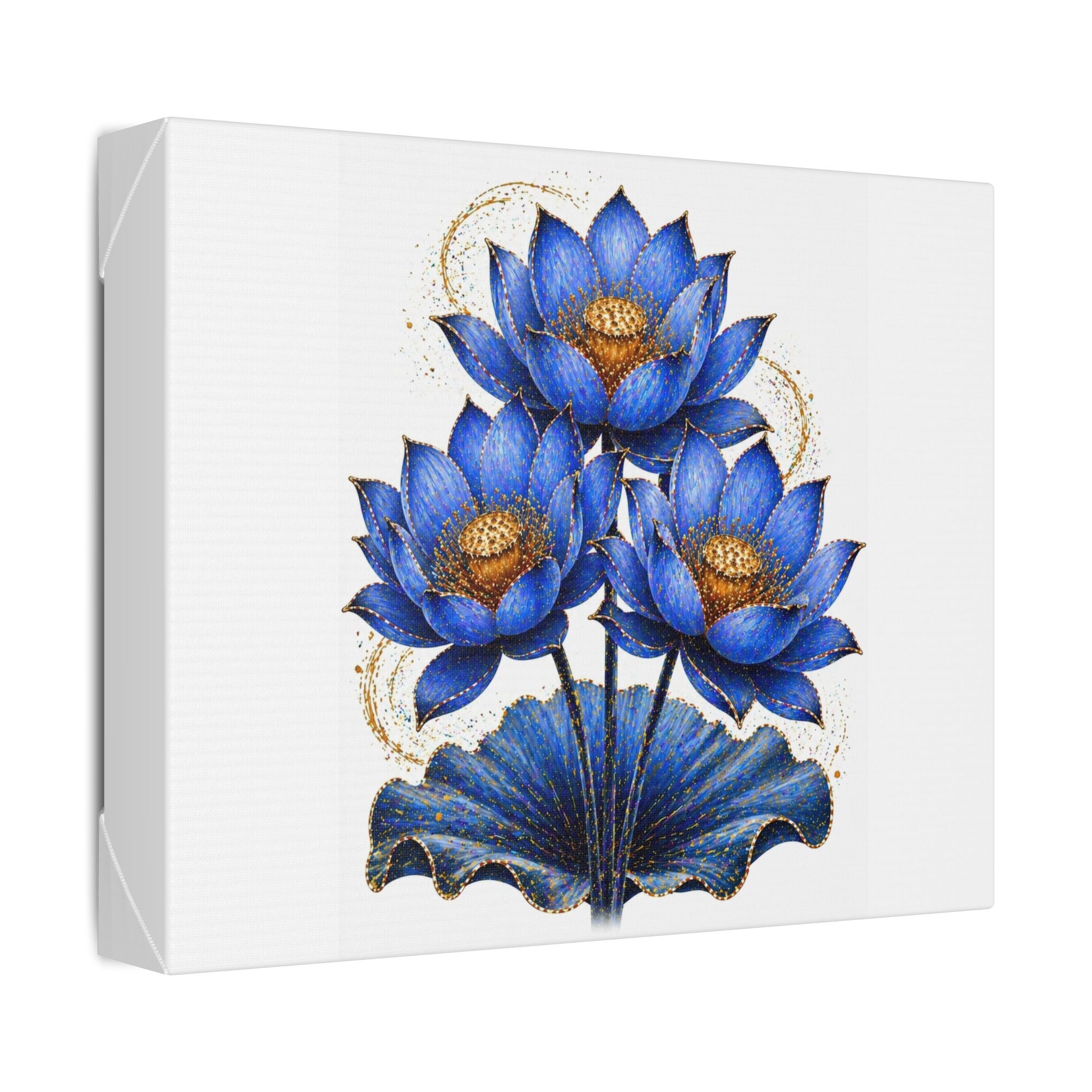 Blue Lotus Canvas Wall Art - Elegant Floral Stretched Canvas