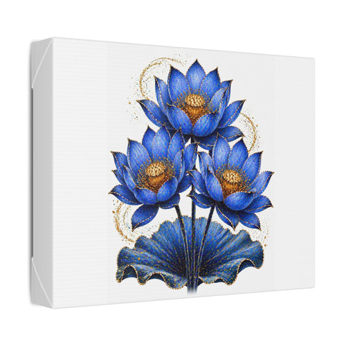 Blue Lotus Canvas Wall Art - Elegant Floral Stretched Canvas