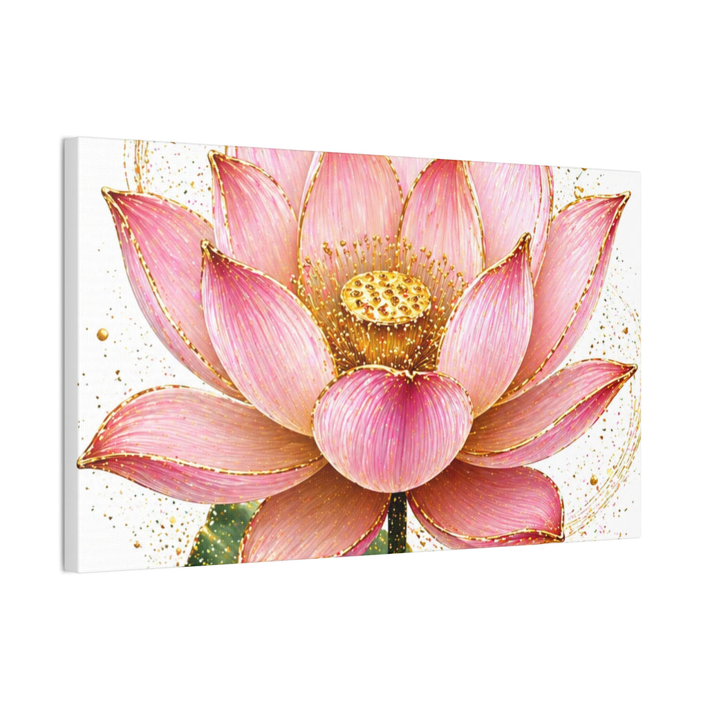Pink Lotus Canvas Wall Art — Stretched Floral Canvas Print