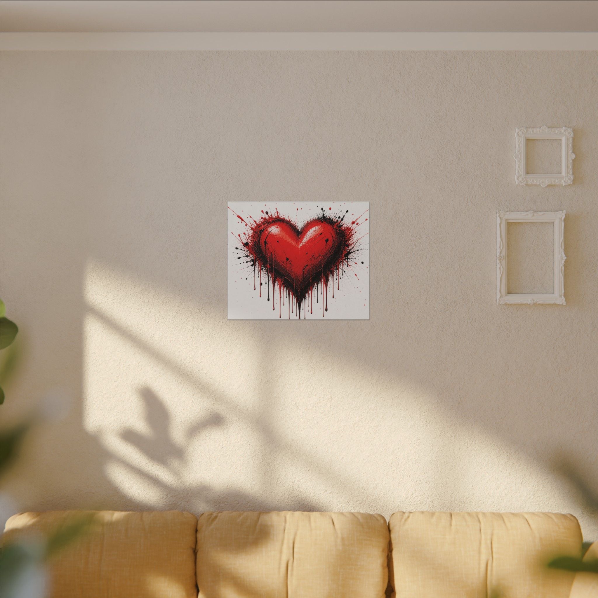 Dripping Red Heart Matte Canvas Wall Art — Bold Graffiti Love Print