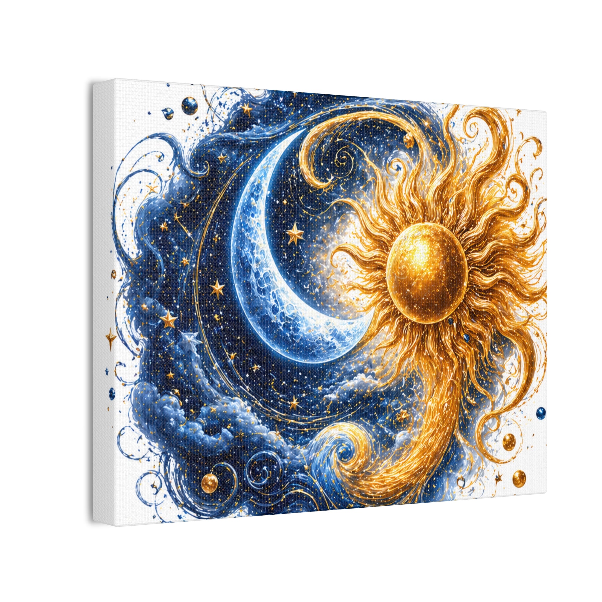Sun and Moon Wall Art Canvas - Cosmic Celestial Painting