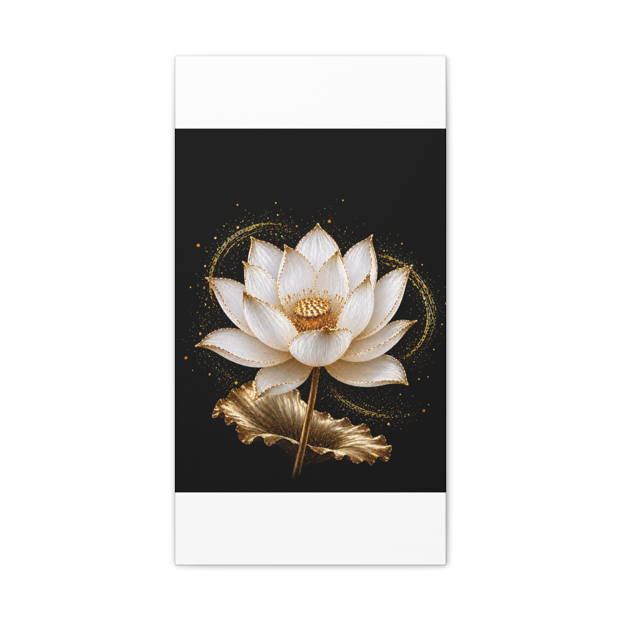 Gold Lotus Canvas Wall Art - Stretched Canvas Floral Print