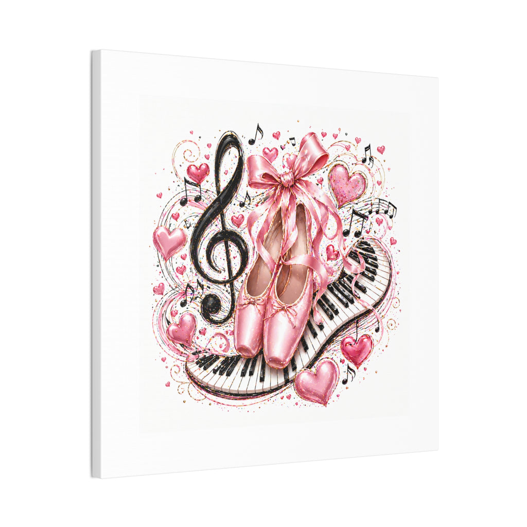 Ballet & Music Canvas Art — Pink Pointe Shoes, Piano Keys & Treble Clef Wall Decor
